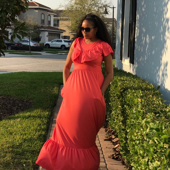 Pink Ruffle Maxi Dress - Picture 5 of 5